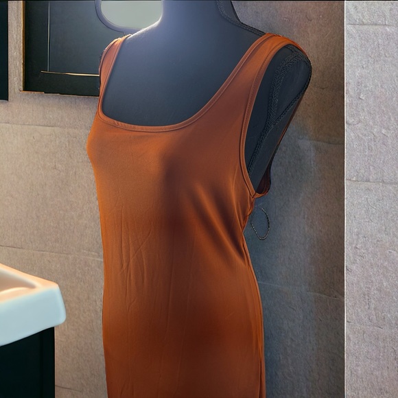 SHEIN Plus Sized Solid Rust Bodycon Midi Tank Dress Square Neckline Size 1XL - Picture 5 of 10